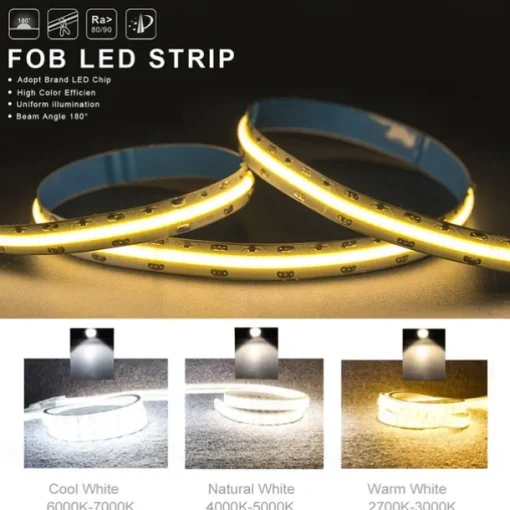 USB COB LED Strip Lights, Dimmable 1-3m TV Backlight 300 LEDs/m, CRI85 with RF Remote Control, Flexible Tape Light for DIY Bedroom, Kitchen, Under Cabinet Lighting