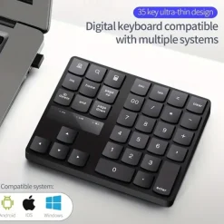 USB 2.4G Wireless Numeric Keyboard 35 Keys Built-in Rechargeable Battery TYPE-C Charging Interface Office Financial Accounting Numeric Keyboard