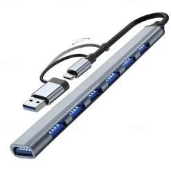 USB Hub 3.0 4/7-Port for Laptop USB C Hub Splitter Multiport Adapter for MacBook Compact Data USB Hub for Mac Pro Mini iPad Pro Surface Pro lash Drive Mobile HDD