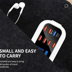 8USB Mobile Phone Fast Charging Digital Display QC3.0 Flash Charging Fast Multi-function PD Fast Charging Multi-port Charger With Display