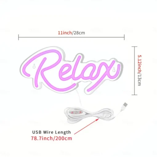 USB Powered LED Neon Lights Relax Sign Lights – Stylish & Vibrant Neon Decor for Bedroom, Club and Outdoor Spaces