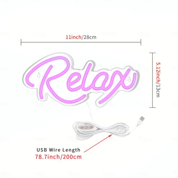 USB Powered LED Neon Lights Relax Sign Lights – Stylish & Vibrant Neon Decor for Bedroom, Club and Outdoor Spaces