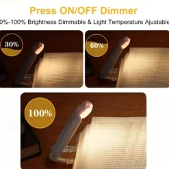 USB Rechargeable Book Reading Light LED Eye Care Clip On Book Light For Reading In Bed Portable Bookmark Light
