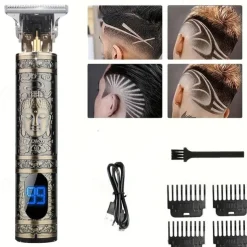USB Rechargeable Hair Clippers and Beard Trimmer for Men - Precise T-Blade Trimmer with LCD Screen - Grooming Kit for Men