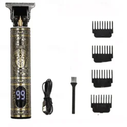 USB Rechargeable Hair Clippers and Beard Trimmer for Men - Precise T-Blade Trimmer with LCD Screen - Grooming Kit for Men