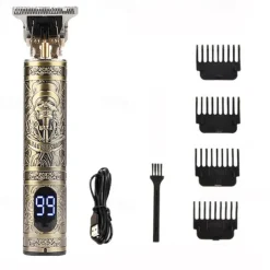 USB Rechargeable Hair Clippers and Beard Trimmer for Men - Precise T-Blade Trimmer with LCD Screen - Grooming Kit for Men