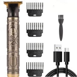 USB Rechargeable Hair Clippers and Beard Trimmer for Men - Precise T-Blade Trimmer with LCD Screen - Grooming Kit for Men