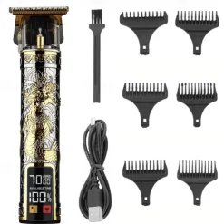USB Rechargeable Hair Clippers and Beard Trimmer for Men - Precise T-Blade Trimmer with LCD Screen - Grooming Kit for Men