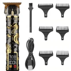 USB Rechargeable Hair Clippers and Beard Trimmer for Men - Precise T-Blade Trimmer with LCD Screen - Grooming Kit for Men