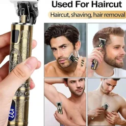 USB Rechargeable Hair Clippers and Beard Trimmer for Men - Precise T-Blade Trimmer with LCD Screen - Grooming Kit for Men