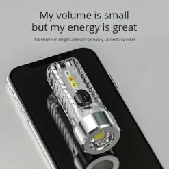 USB Rechargeable Mini Keychain Flashlight with Multicolor Side Lights - 7 Lighting Modes for Camping and Emergencies