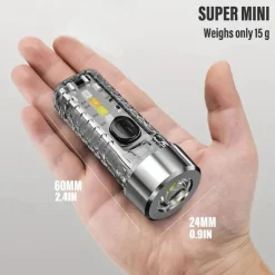 USB Rechargeable Mini Keychain Flashlight with Multicolor Side Lights - 7 Lighting Modes for Camping and Emergencies