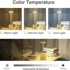 USB Rechargeable Retro Aluminum Desk Lamp - Touch Control Table Night Light 1pc