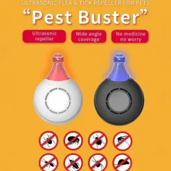 USB Rechargeable Ultrasonic Pest Collar – Flea, Tick, and Lice Repeller for Cats and Dogs with Mountaineering Buckle