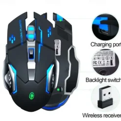 USB Rechargeable Wireless Mouse Gaming Mouse Silent Mechanical E-Sports Backlight PC Gamer Mouse Optical Mice For Computer Gift For Birthday/Easter/Boy/Girlfriend
