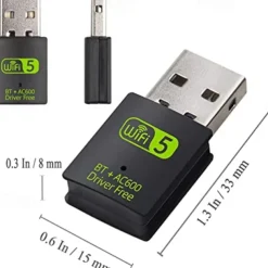 USB WiFi Bluetooth Adapter 600Mbps Dual Band 2.4/5Ghz Wireless Network External Receiver Mini WiFi Adapter for PC/Laptop/Desktop
