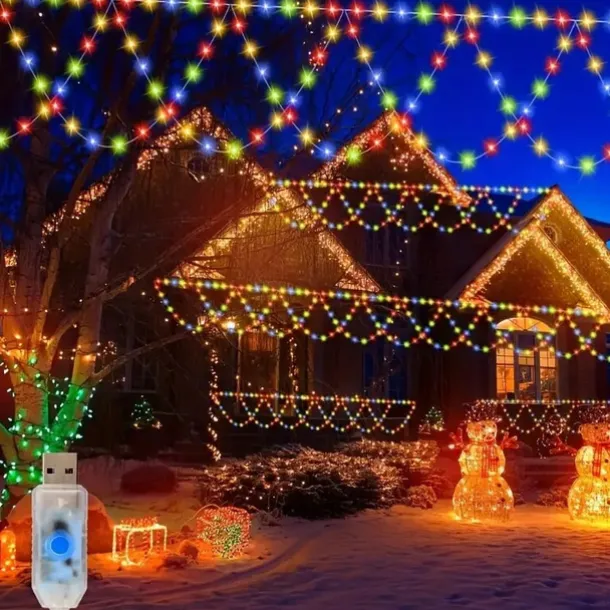 USB-Powered LED String Lights 4M 138Leds Wave-Shaped Fairy Lights for Indoor Outdoor Party Eaves Roof Banister Holiday Christmas New Year Holiday Colourful Lighting 1pc