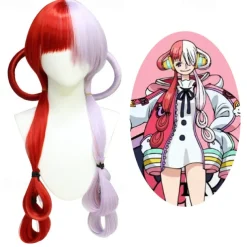 Uta Cosplay Wig Half Red and Purple Headgear Shanks Daughter Wigs One Piece Woman Girl Anime Props