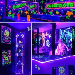 UV Purple LED Light Strip Kit - 5-10M Flexible 12V Warm White Tape Light Black Light for Party, Bar & Decoration