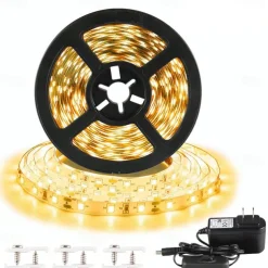 UV Purple LED Light Strip Kit - 5-10M Flexible 12V Warm White Tape Light Black Light for Party, Bar & Decoration