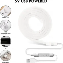 5V USB Waterproof Neon Light Strip 3.3-9.8 ft Battery Box Power Supply Neon Rope Light 120LED/m Waterproof Neon Light LED Light Strip Suitable for Bedrooms TV Backlight Cabinets