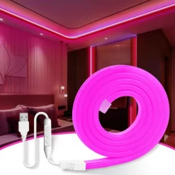 5V USB Waterproof Neon Light Strip 3.3-9.8 ft Battery Box Power Supply Neon Rope Light 120LED/m Waterproof Neon Light LED Light Strip Suitable for Bedrooms TV Backlight Cabinets