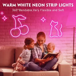 5V USB Waterproof Neon Light Strip 3.3-9.8 ft Battery Box Power Supply Neon Rope Light 120LED/m Waterproof Neon Light LED Light Strip Suitable for Bedrooms TV Backlight Cabinets