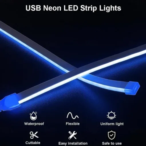 5V USB Waterproof Neon Light Strip 3.3-9.8 ft Battery Box Power Supply Neon Rope Light 120LED/m Waterproof Neon Light LED Light Strip Suitable for Bedrooms TV Backlight Cabinets