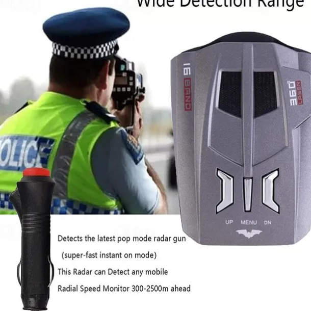 V9 12V Car Radar Detector - Digital Display with Voice Alert, Speed Control, X/K/Ka Band, English & Russian Support, Anti-Slip Design