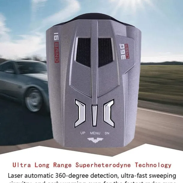 V9 12V Car Radar Detector - Digital Display with Voice Alert, Speed Control, X/K/Ka Band, English & Russian Support, Anti-Slip Design