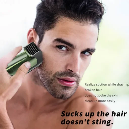 Vacuum Beard Shaver USB Rechargeable Vacuum Shaver Hair Clipper Washable Barber Hair Clipper Gifts for Men