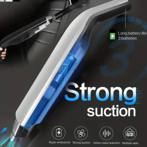 Vacuum Cleaner High Power Car Handheld Vacuum Cleaner Indoor And Car Dry And Wet Dual-use Wireless Charging Three Batteries Large Suction Household Cleaning Duster