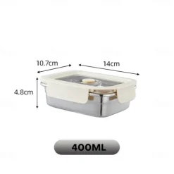 Vacuum Food Container Food-Grade SUS304 Sealed Food Storage Box Bento Lunch Box for Fruits, Refrigerator Safe, Airtight Meal Container (Rectangle)