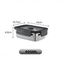 Vacuum Food Container Food-Grade SUS304 Sealed Food Storage Box Bento Lunch Box for Fruits, Refrigerator Safe, Airtight Meal Container (Rectangle)