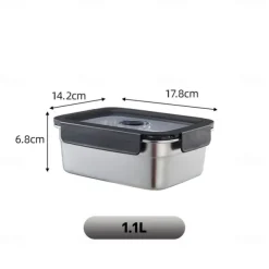 Vacuum Food Container Food-Grade SUS304 Sealed Food Storage Box Bento Lunch Box for Fruits, Refrigerator Safe, Airtight Meal Container (Rectangle)