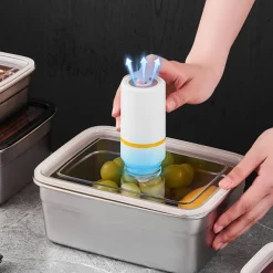 Vacuum Food Container Food-Grade SUS304 Sealed Food Storage Box Bento Lunch Box for Fruits, Refrigerator Safe, Airtight Meal Container (Rectangle)