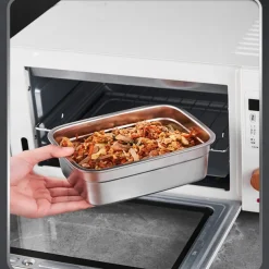 Vacuum Food Container Food-Grade SUS304 Sealed Food Storage Box Bento Lunch Box for Fruits, Refrigerator Safe, Airtight Meal Container (Rectangle)