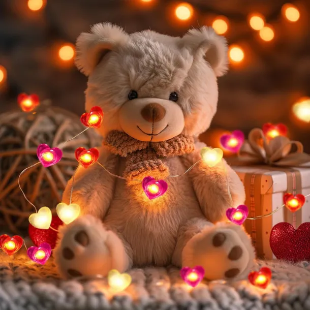 Valentine's Day Decor 2M 20LED Fairy Lights Red Pink White Heart Lights String Battery Operated Valentines Decorations Heart Fairy Lights Romantic Decor Home Bedroom