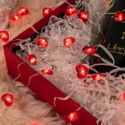 Valentine's Day Decor 2M 20LED Fairy Lights Red Pink White Heart Lights String Battery Operated Valentines Decorations Heart Fairy Lights Romantic Decor Home Bedroom