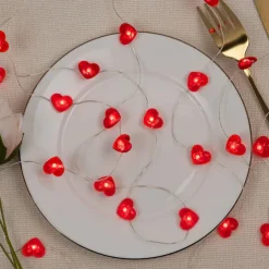 Valentine's Day Decor 2M 20LED Fairy Lights Red Pink White Heart Lights String Battery Operated Valentines Decorations Heart Fairy Lights Romantic Decor Home Bedroom