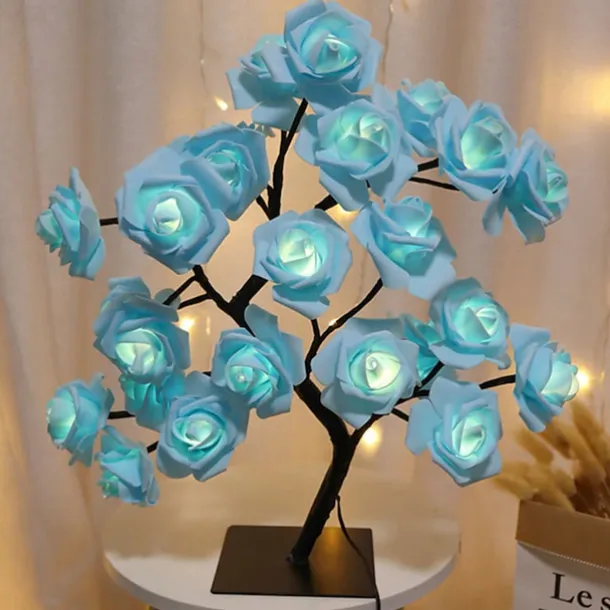 Valentine's Day Rose Flower Tree Lamp 24 Heads Rose Table Light USB Plug Lamp For Wedding Party Decoration Night Lights