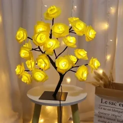 Valentine's Day Rose Flower Tree Lamp 24 Heads Rose Table Light USB Plug Lamp For Wedding Party Decoration Night Lights