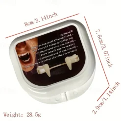 Vampire Fangs, Retractable Halloween Vampire Fangs Teeth, Made of Resin, Werewolf Teeth Glue Set