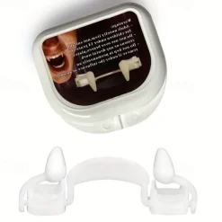 Vampire Fangs, Retractable Halloween Vampire Fangs Teeth, Made of Resin, Werewolf Teeth Glue Set