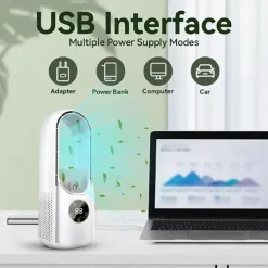 Vaneless Desktop Fan – Super Quiet Negative Ion Purifier Fan with Humidification for Bedroom and Living Room