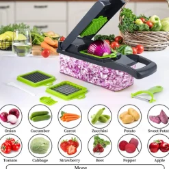Vegetable Chopper 16 in 1Multifunctional Food Chopper Kitchen Vegetable Slicer Dicer Cutter Veggie Chopper With 8 Blades Carrot Chopper with Container