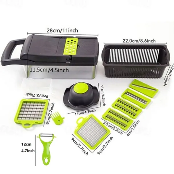 Vegetable Chopper 16 in 1Multifunctional Food Chopper Kitchen Vegetable Slicer Dicer Cutter Veggie Chopper With 8 Blades Carrot Chopper with Container