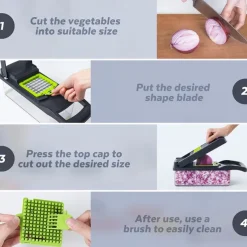 Vegetable Chopper 16 in 1Multifunctional Food Chopper Kitchen Vegetable Slicer Dicer Cutter Veggie Chopper With 8 Blades Carrot Chopper with Container