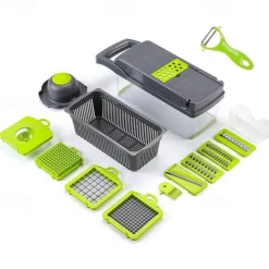Vegetable Chopper 16 in 1Multifunctional Food Chopper Kitchen Vegetable Slicer Dicer Cutter Veggie Chopper With 8 Blades Carrot Chopper with Container