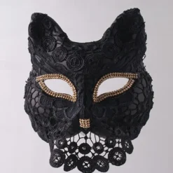 Venice Carnival Cat Mask Black Masquerade Graduation Party Accessories Women Elegant Halloween Cosplay Masks
